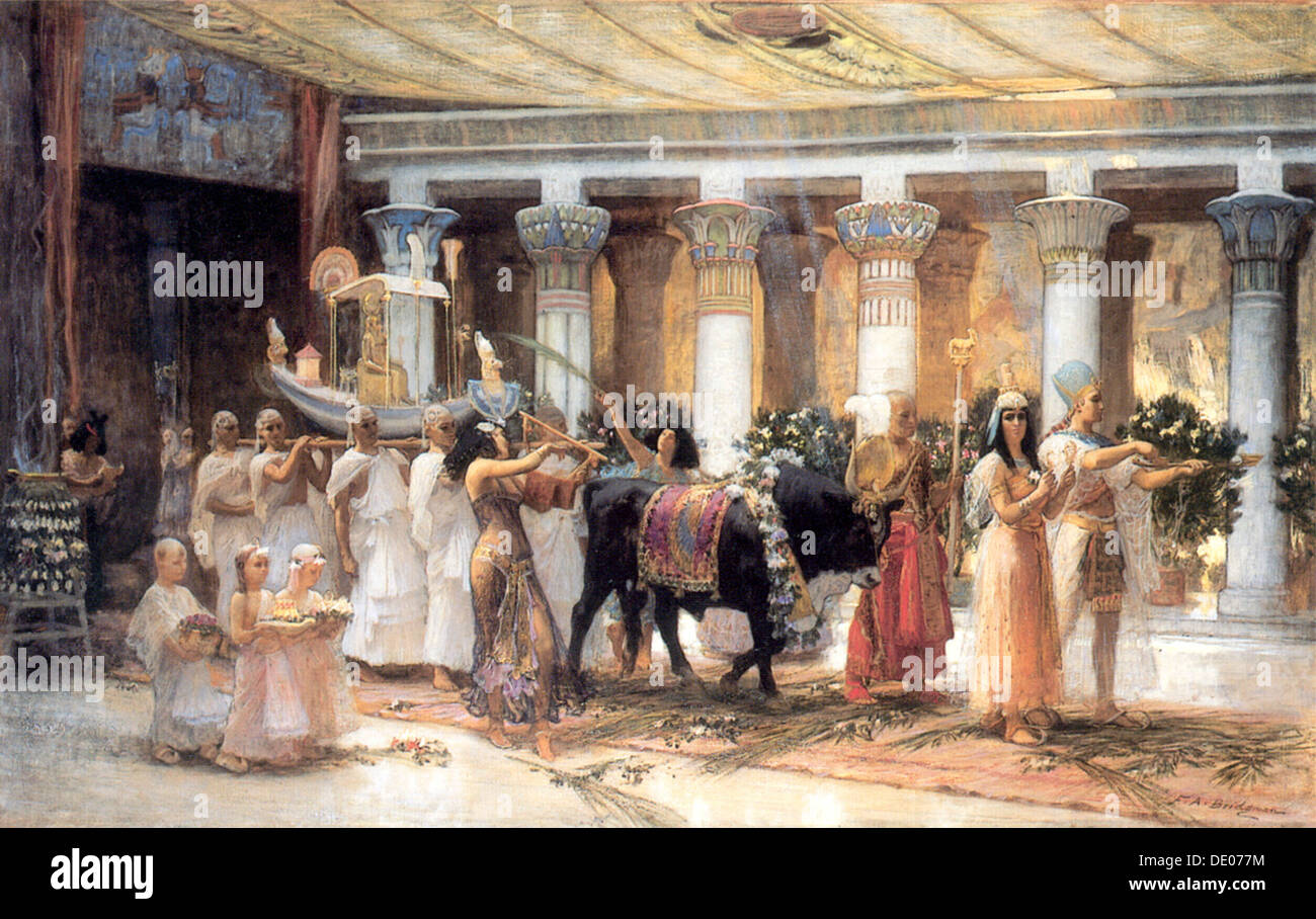 'La Procession du sacré taureau Apis', fin du xixe ou début du xxe siècle. Artiste : Frederick Arthur Bridgman Banque D'Images