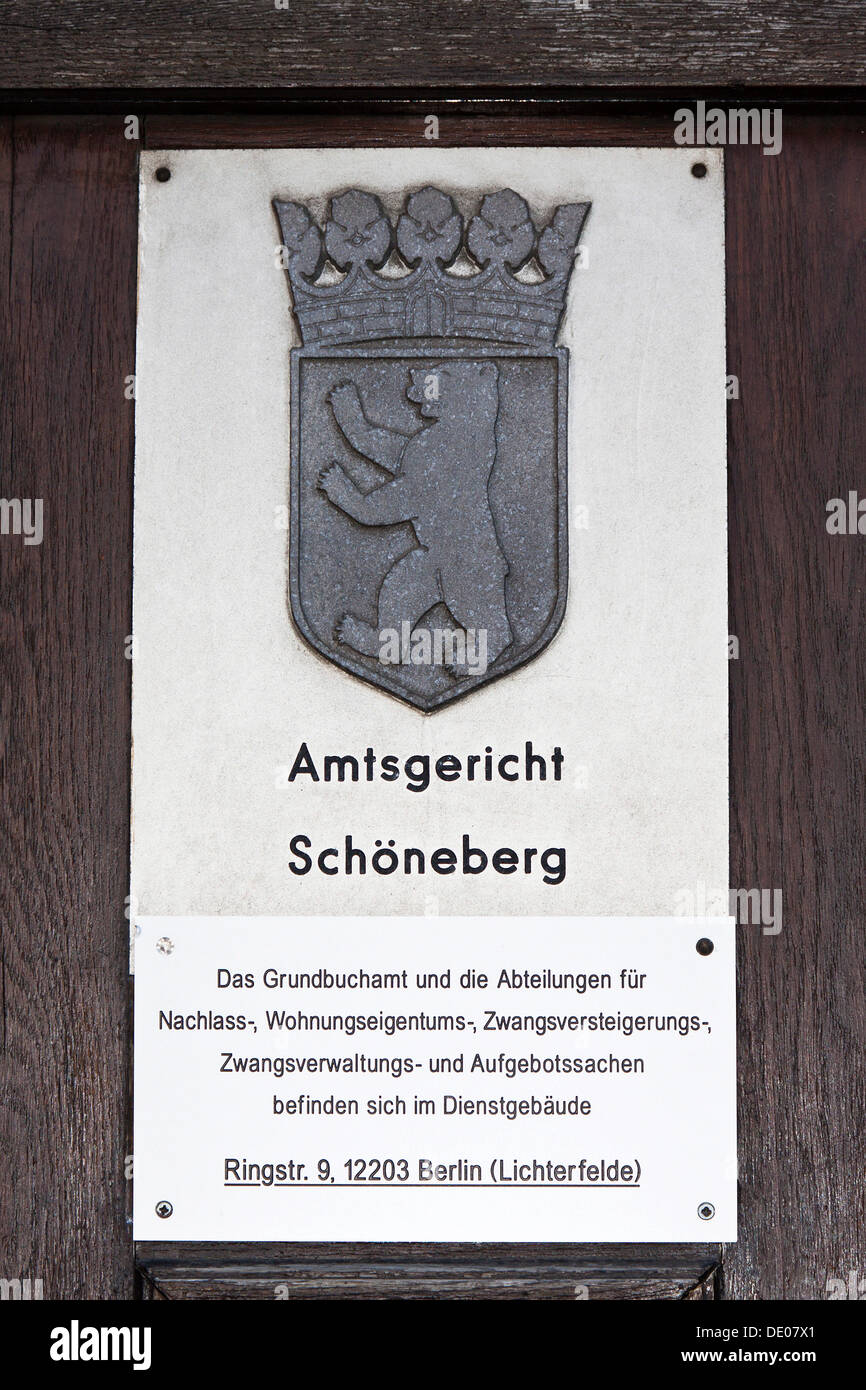 Signer, le tribunal de district de Charlottenburg, Berlin Banque D'Images