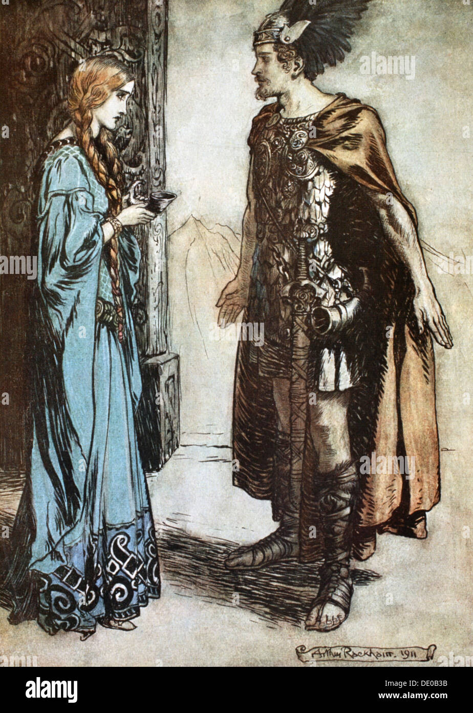 Illustration de Siegfried et le Crépuscule des Dieux, 1924. Artiste : Arthur Rackham Banque D'Images