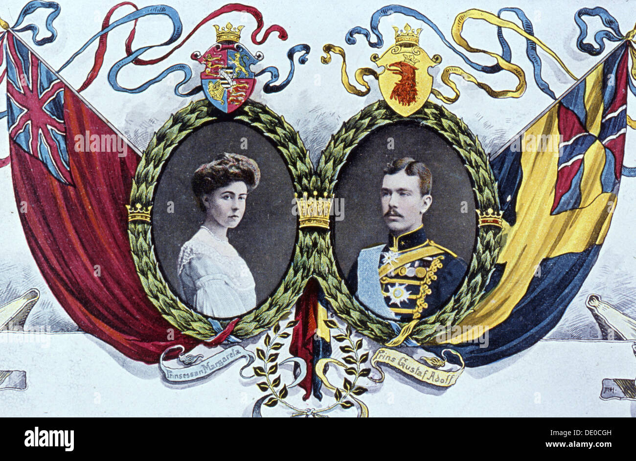 Le Prince Gustave VI Adolphe de Suède et de la princesse Margaret, 1905. Artiste : Inconnu Banque D'Images