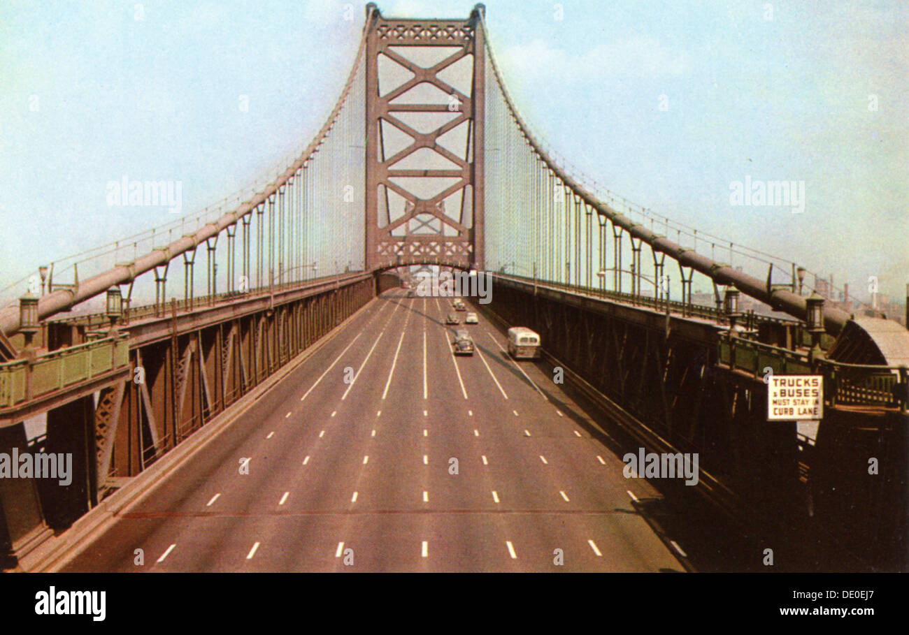 Delaware River pont reliant New York et du New Jersey, USA, 1953. Artiste : Inconnu Banque D'Images