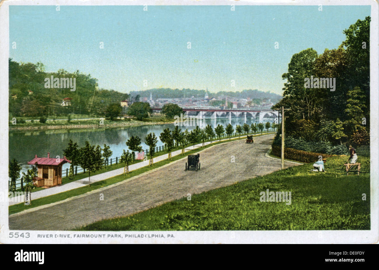 River Drive, Fairmount Park, Philadelphie, Pennsylvanie, USA, 1900. Artiste : Inconnu Banque D'Images