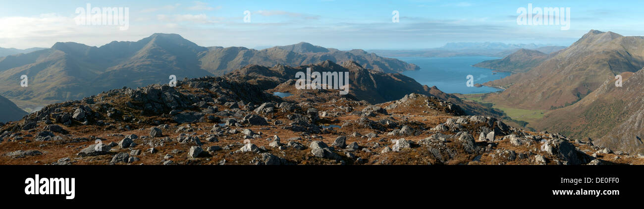 Knoydart, Loch Hourn et Sgritheall Beinn de l'arête de Druim Fada, région des Highlands, Ecosse, Royaume-Uni Banque D'Images