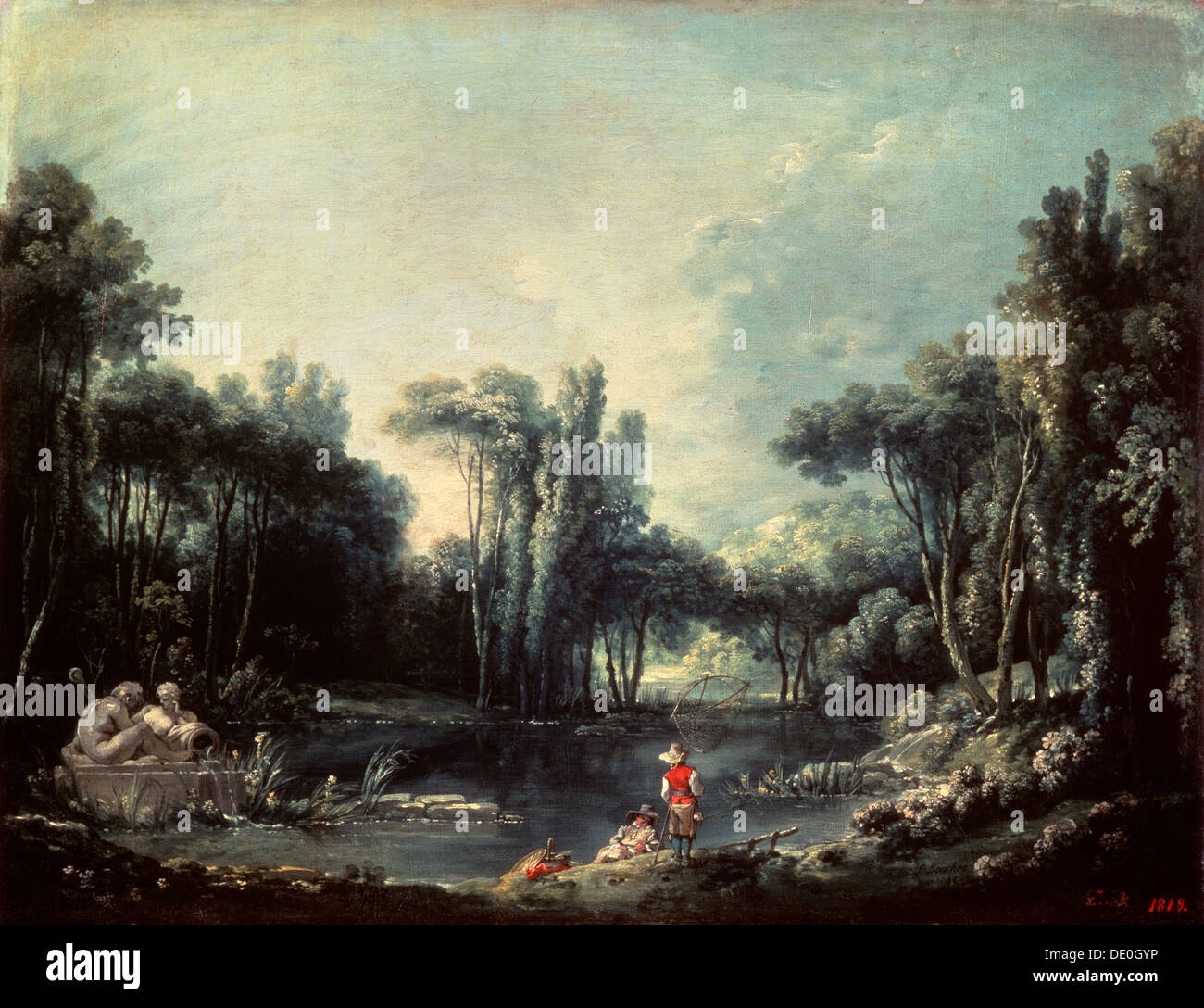 'Paysage avec un étang', 1746. Artiste : François Boucher Banque D'Images