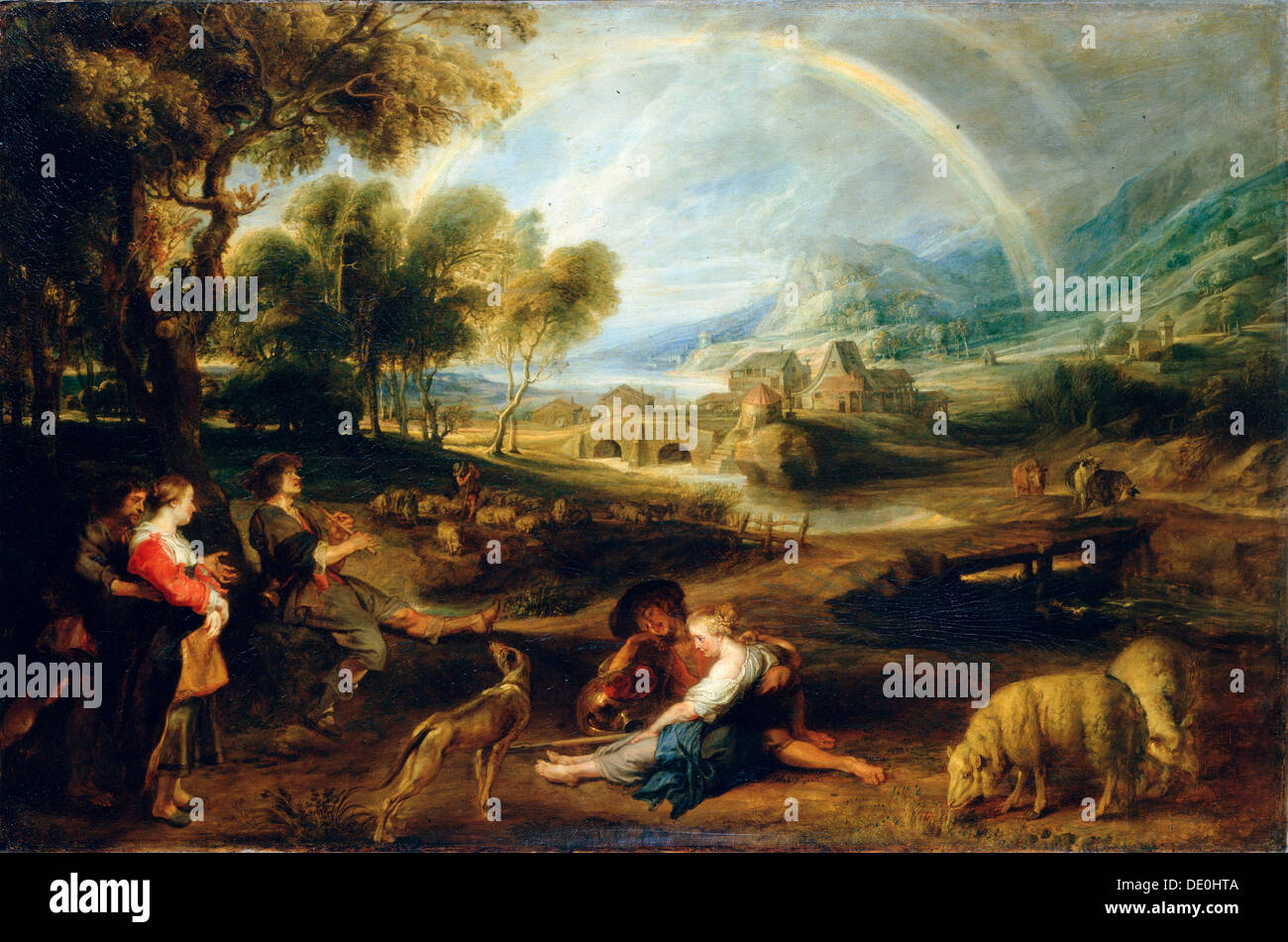 Paysage avec arc en ciel rubens Banque de photographies et d’images à