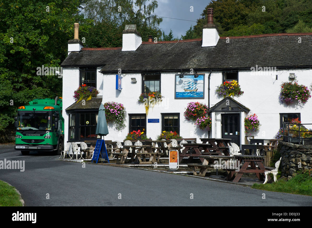 Britannia Inn, Lake Road, Langdale, Parc National de Lake District, Cumbria, Angleterre, Royaume-Uni Banque D'Images