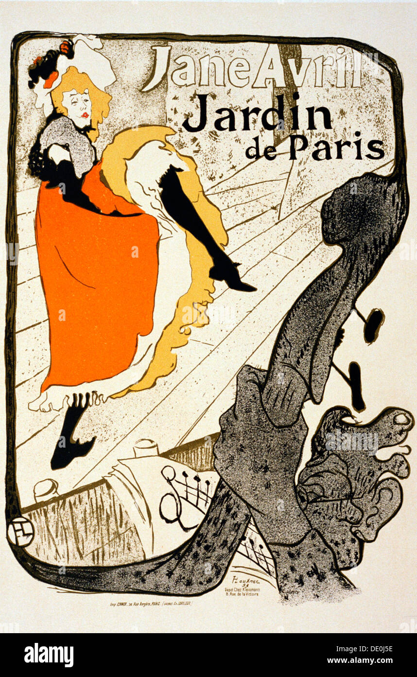 'Jane Avril au Jardin de Paris, 1893. Artiste : Henri de Toulouse-Lautrec Banque D'Images