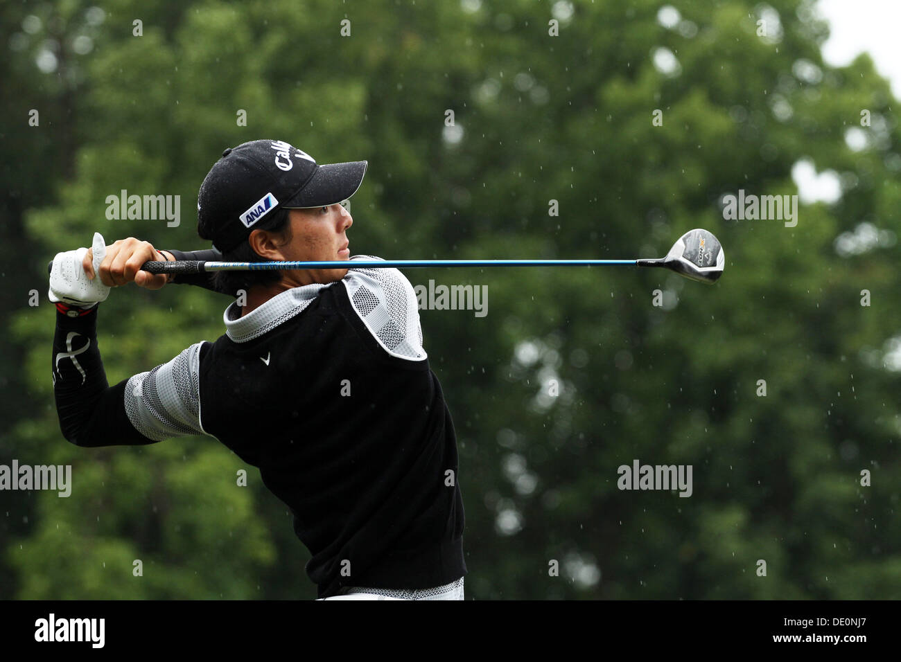 Greensboro, North Carolina, USA. Août 17, 2013. Ryo Ishikawa (JPN) Golf : Ryo Ishikawa du Japon hits un tir lors de la troisième ronde de l'Wyndham Championship à Sedgefield Country Club à Greensboro, North Carolina, United States . © Yasuhiro JJ Tanabe/AFLO/Alamy Live News Banque D'Images