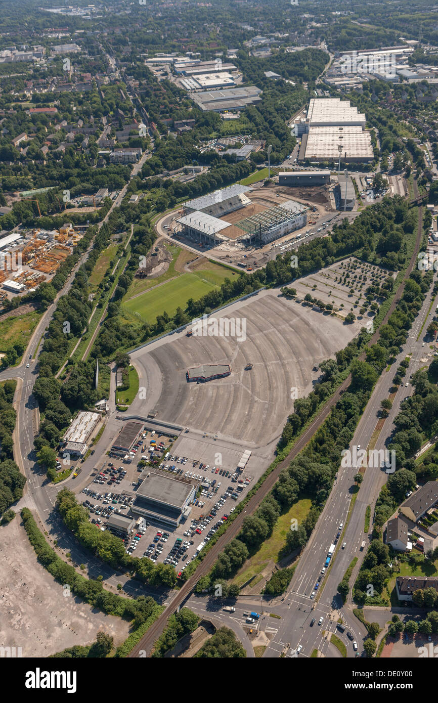 Vue aérienne, au drive-in cinema, RWE stadium, Essen, Ruhr, Rhénanie du Nord-Westphalie Banque D'Images