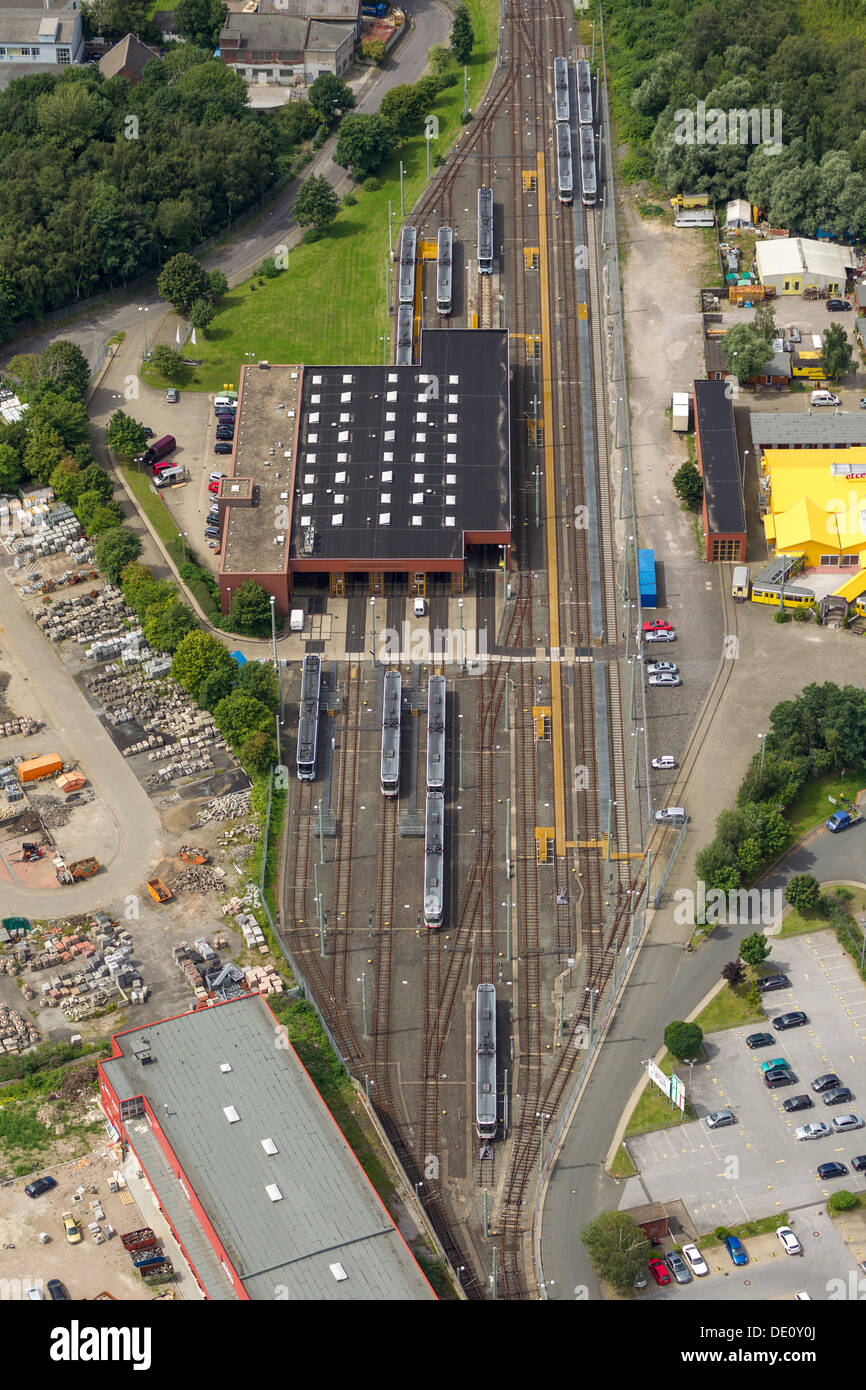 Vue aérienne, BOGESTRA atelier de maintenance ferroviaire de Riemke et le génie de l'atelier souterrain Riemke, Bochum, Ruhr Banque D'Images