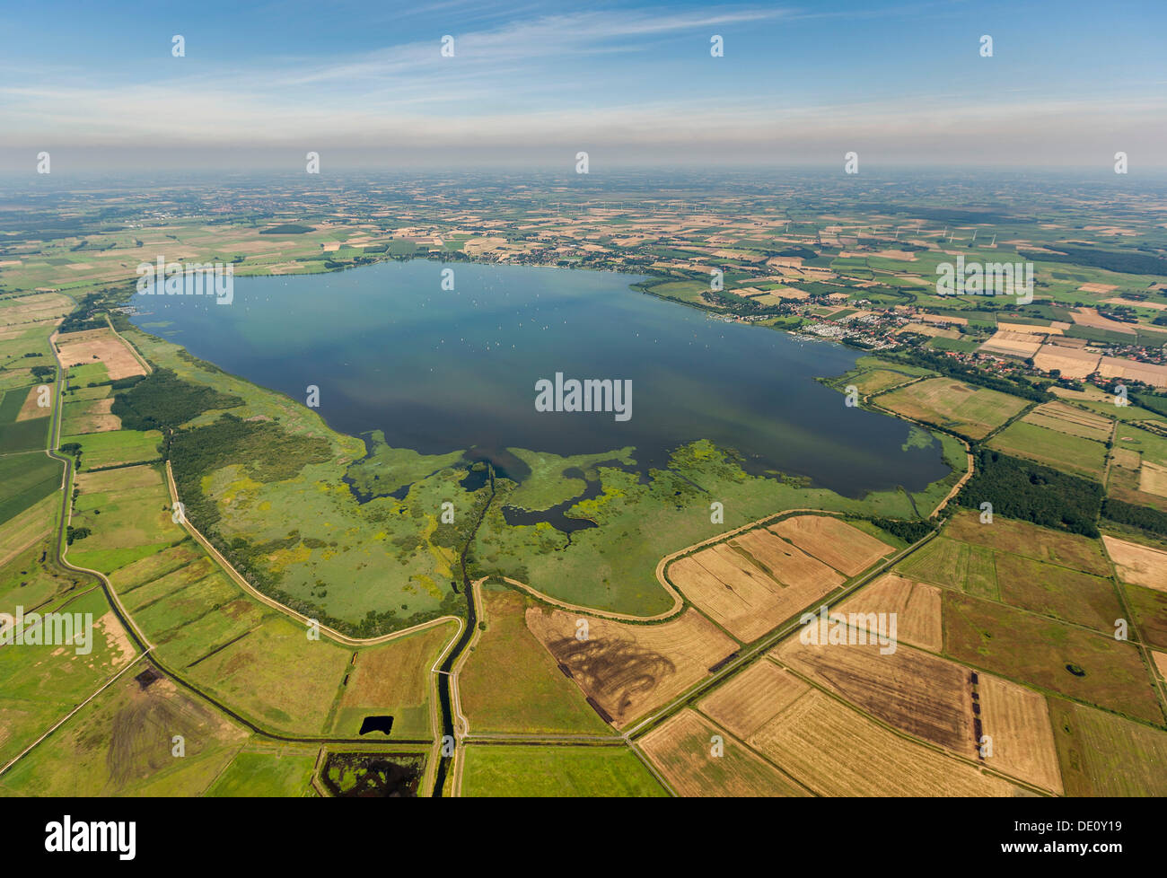 Vue aérienne, Duemmer river et Duemmersee lake, Nord de l'Allemagne du Nord, Plaine plaine ou Hunte, Handorf, Basse-Saxe Banque D'Images
