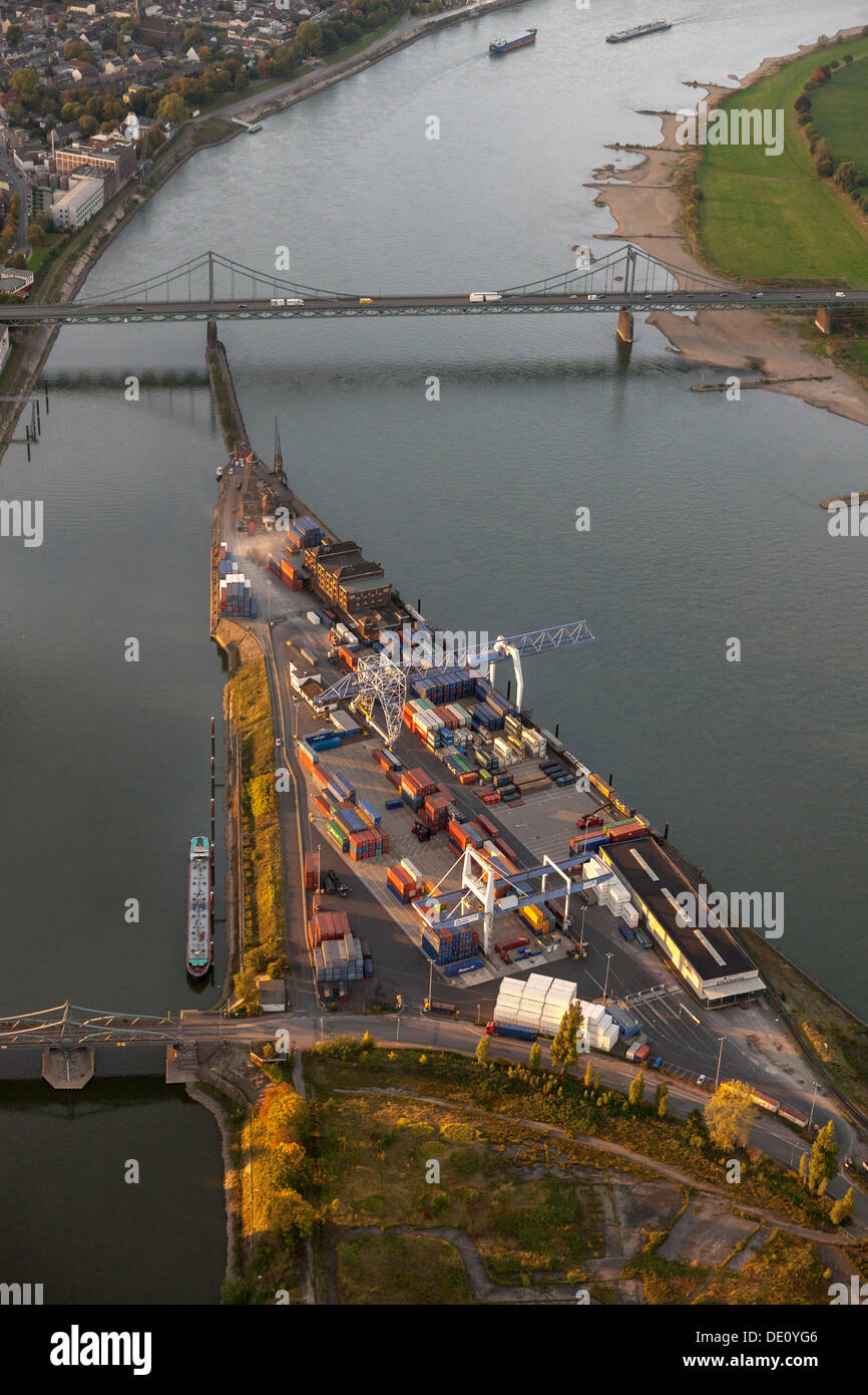 Vue aérienne du port, Krefeld, transitaire bâtiments, suis Hafenkopf, Krefeld, Düsseldorf, Rhénanie Banque D'Images