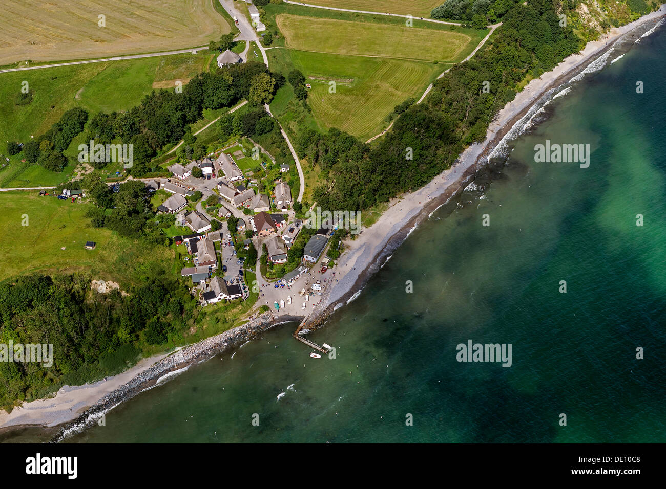 Vue aérienne, village de Vitt sur l'île de Rügen Banque D'Images