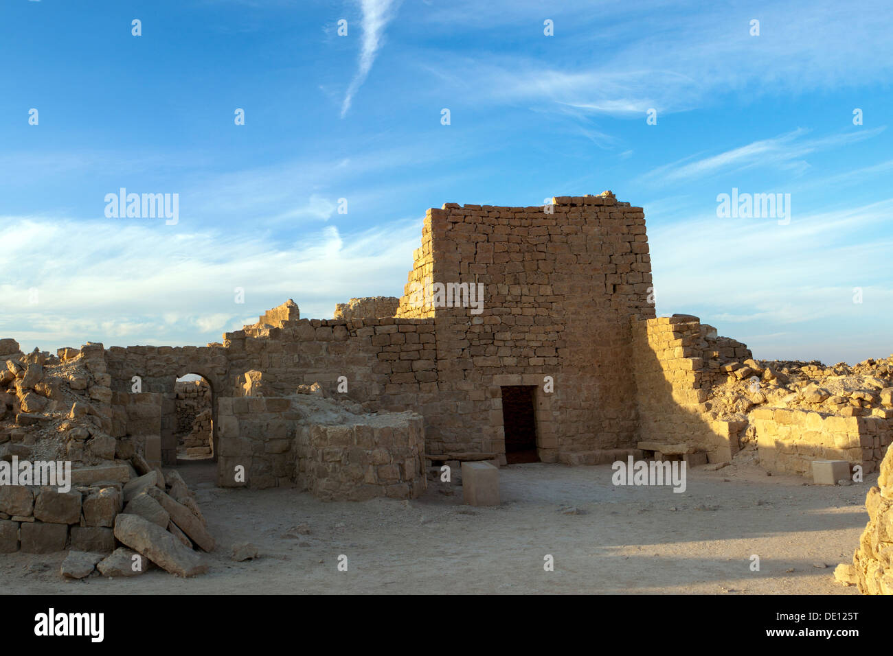 Israël, nord du Néguev Mountain. Ruines de Shivta, construit au 1er siècle par les nabatéens. Banque D'Images