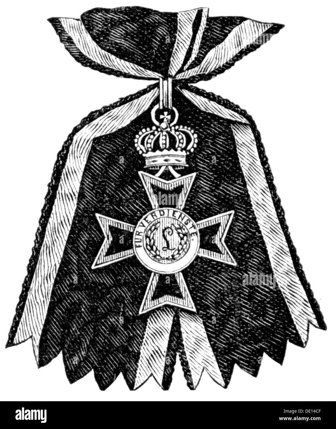 Médailles et décorations, Allemagne, Hesse, Ludwigsorden, fondée en 25.8.1807 par le Grand-Duc Louis I de Hesse-Darmstadt, grand croix, gravure en bois, 2ème moitié du 19ème siècle, ordres de mérite, ordre du mérite, croix, croix, croix, Grand-Duché de Hesse, Darmstadt, médaille, décoration, médailles, décorations, historique, historique, droits additionnels-Clearences-non disponible Banque D'Images