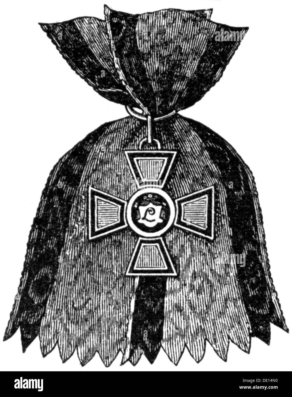 Médailles et décorations, Russie, ordre de Saint Vladimir, fondée en 3.10.1782 par Czarina Catherine II 'le Grand' de Russie, insigne, gravure en bois, 2ème moitié du 19ème siècle, droits additionnels-Clearences-non disponible Banque D'Images