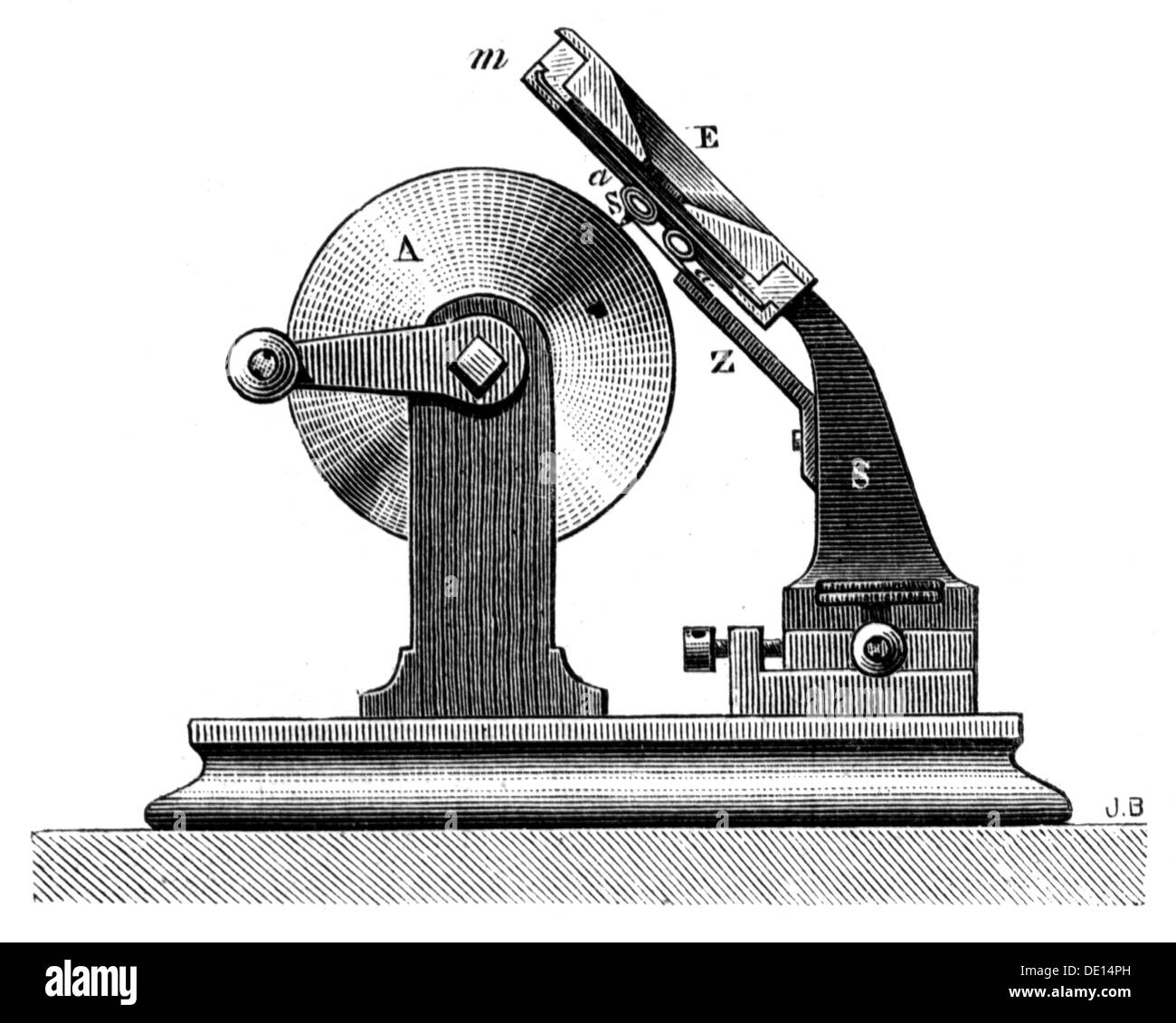 technics historique, ingénierie audio, phonographe de Thomas Alva Edison, 1877, droits additionnels-Clearences-non disponible Banque D'Images