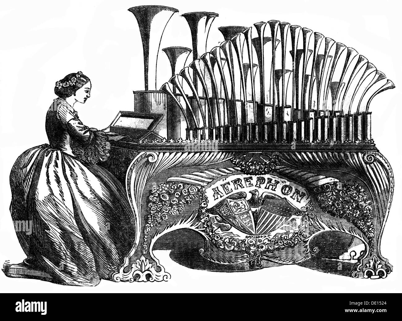 Musique, nickelodeon, Orchestrion Grand-Duc Frederick de Baden de la société M. Welte et fils, Vöhrenbach, Baden, a montré à de l'exposition mondiale 1862 à Londres, 'The Illustrated London News', 20.9.1862, Additional-Rights-Clearences-not available Banque D'Images