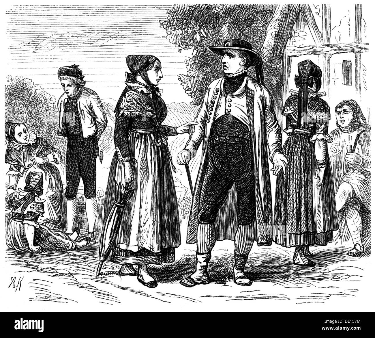 Couple de danseurs, jeune homme et femme en costume rétro vintage