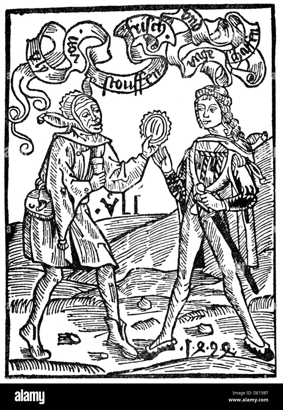 Littérature, le navire des Fools par Sebastian Brant (1457 - 1521), sur les nouvelles mode, coupe de bois, impression: Johann Bergmann von Olpe, Bâle, 1494, droits additionnels-Clearences-non disponible Banque D'Images