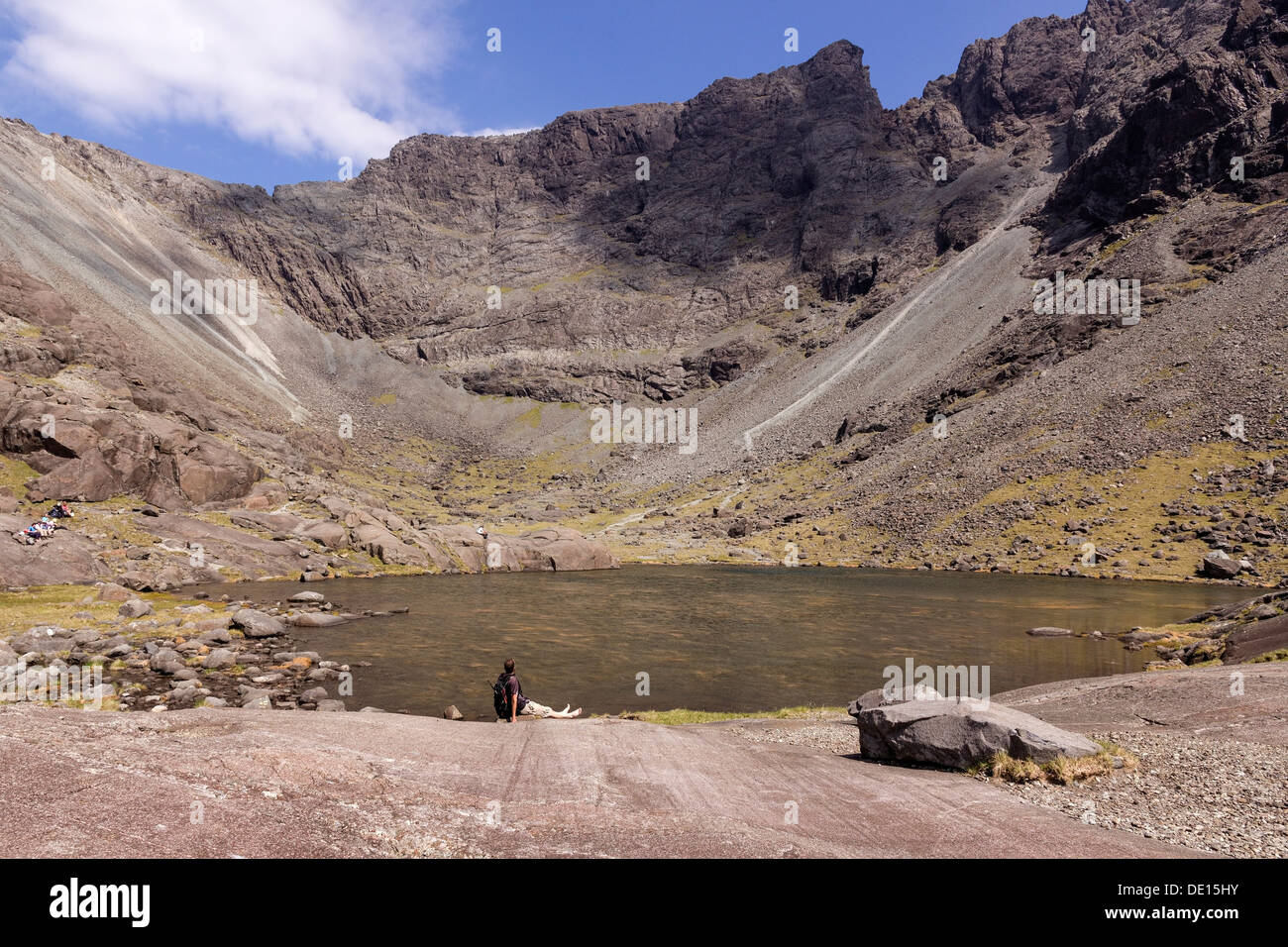 La montagne de glace, Corrie Sgurr Mhic et Choinnich dans le haut lac montagnes Cuillin noires, Coire Lagan, Glenbrittle, Isle of Skye, Scotland, UK. Banque D'Images