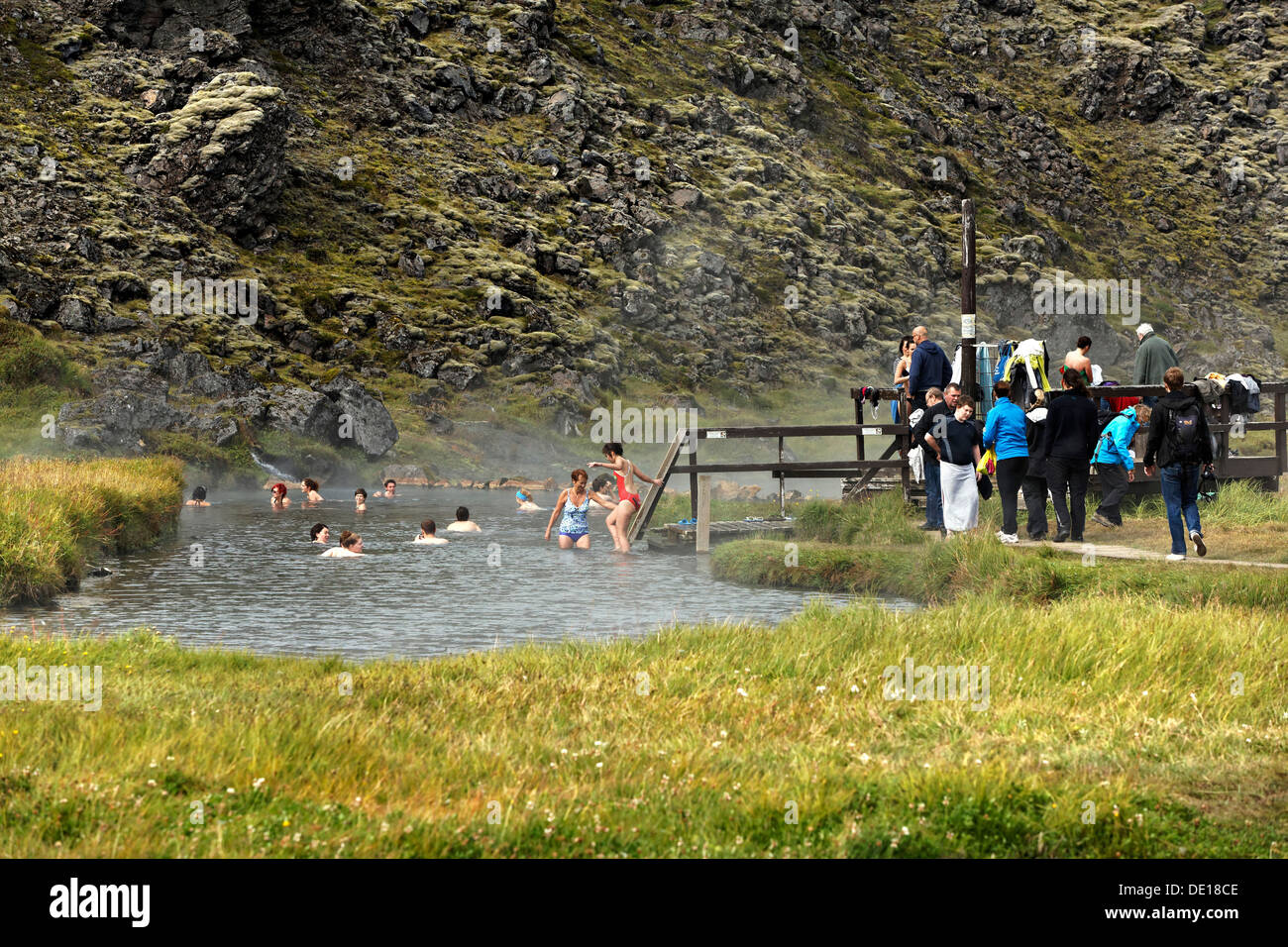Hot spring ou piscine naturelle, Landmannalaugar Islande Banque D'Images