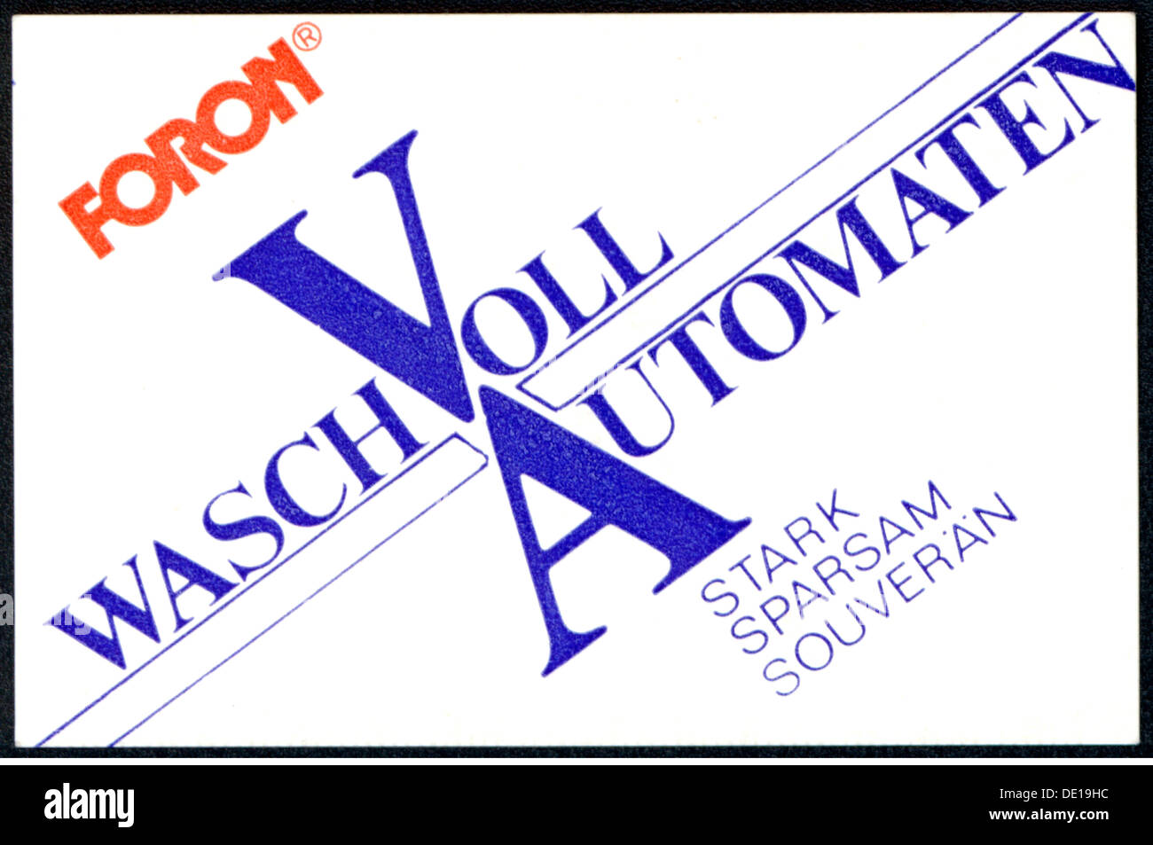 Publicité, maison, lave-auto Foron, VEB combine les appareils ménagers, face arrière d'un calendrier de poche, 1988, droits supplémentaires-Clearences-non disponible Banque D'Images