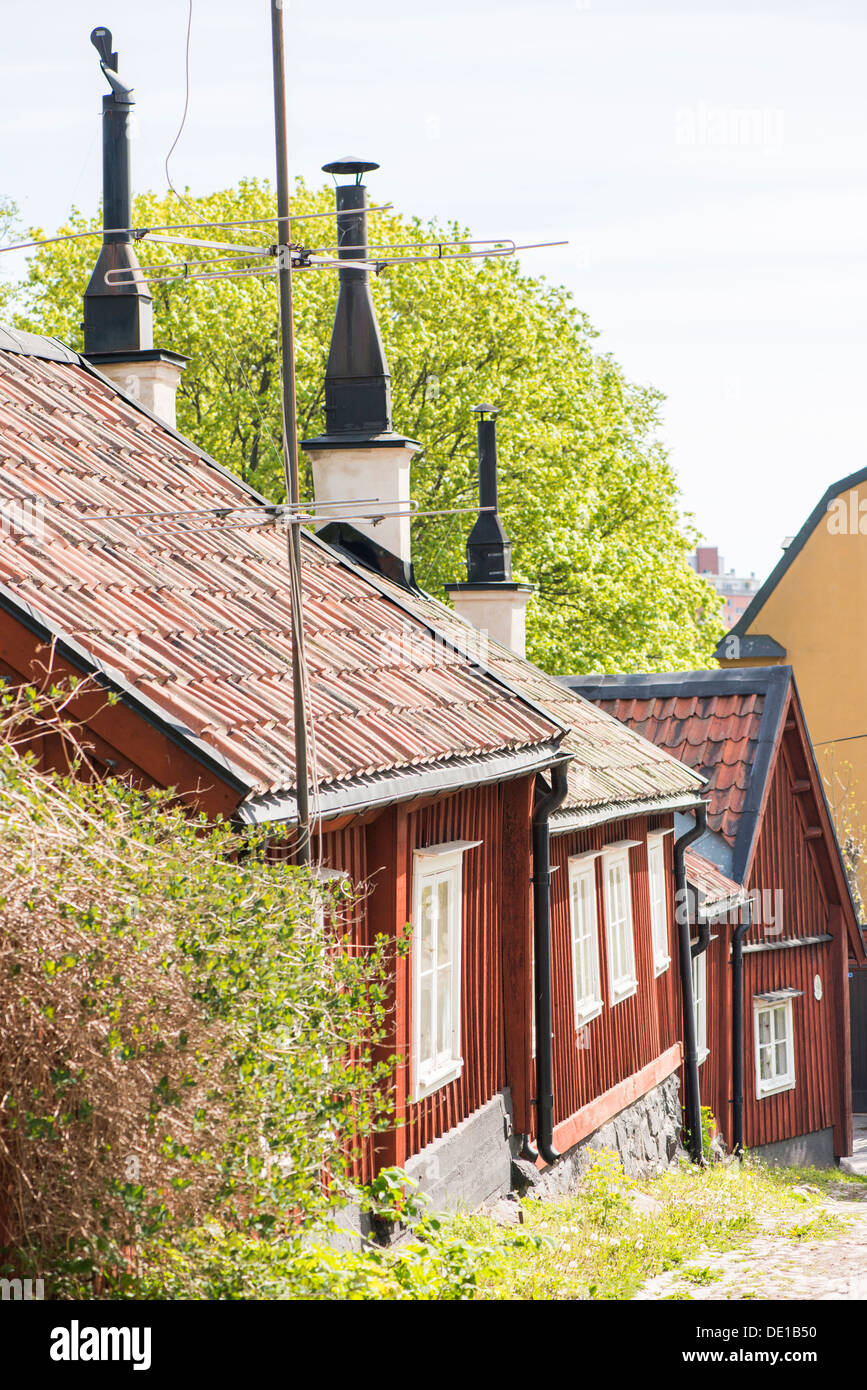 Scène avec de vieux bâtiments de la ville de Stockholm, capitale de la Suède Banque D'Images