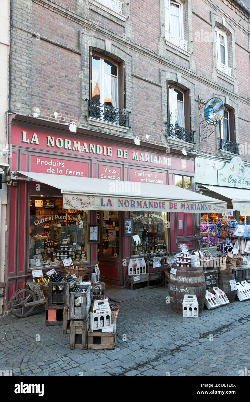 La Normandie de Marianne et de l'alimentation cadeaux Honfleur Normandie France la vente locale des produits français Banque D'Images