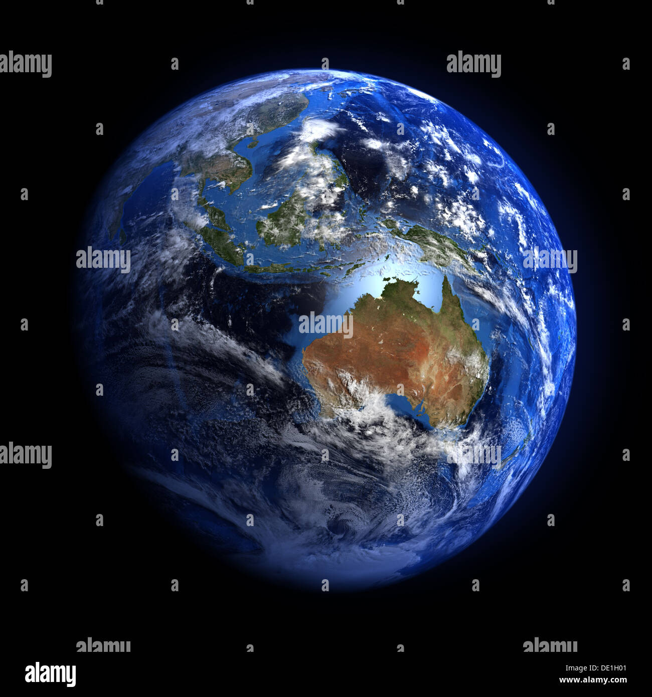 La terre de l'espace montrant l'Australie et l'Indonésie. Isolé sur le noir. D'autres orientations disponibles. Banque D'Images