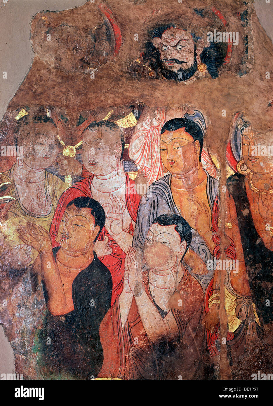 'Groupe de moines et de Bodhisattvas, 9e-10e siècle. Artiste : Inconnu Banque D'Images
