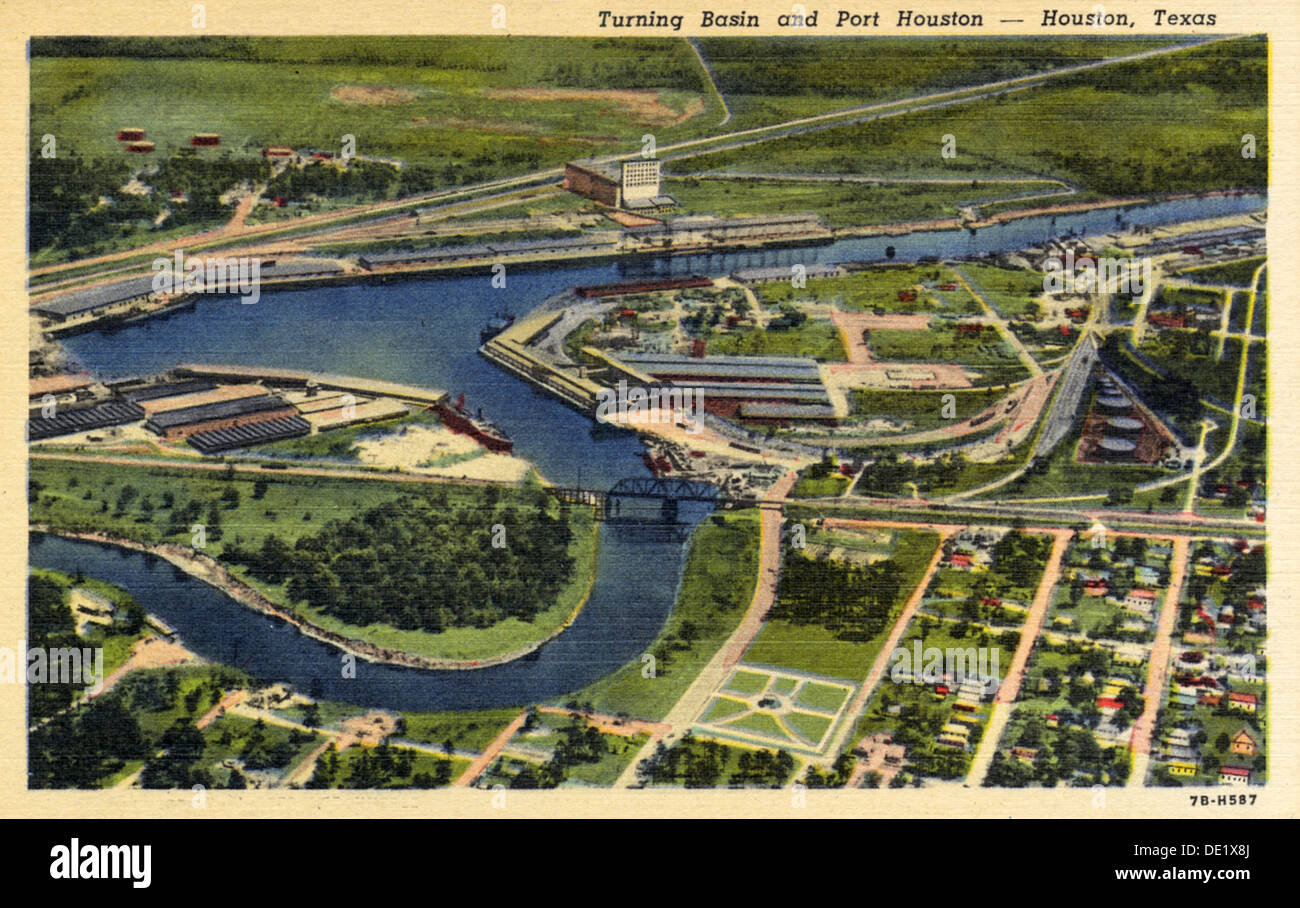 Bassin de virage et le port de Houston, Houston, Texas, USA, 1947. Artiste : Inconnu Banque D'Images