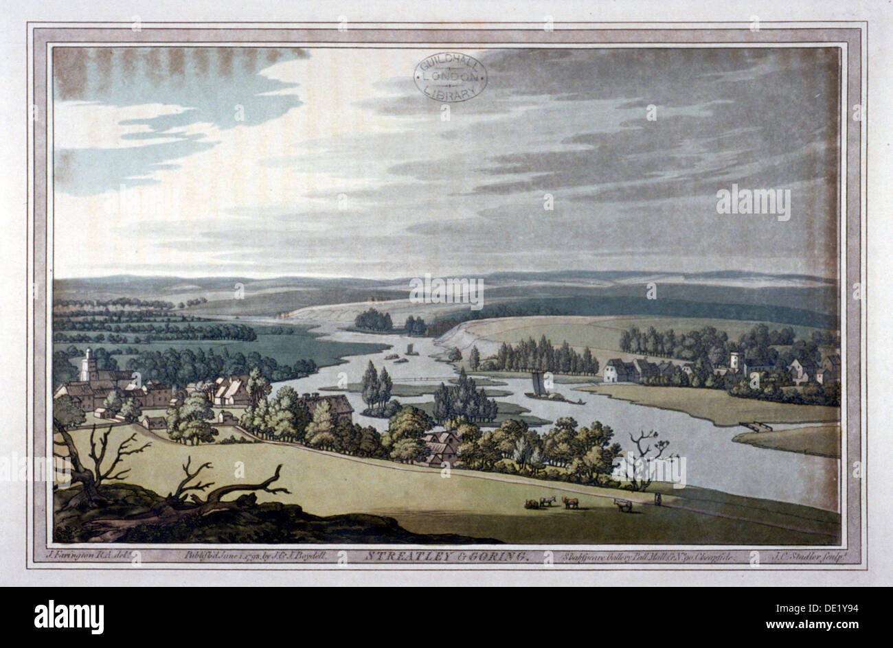 Avis de Streatley et Goring dans le Berkshire et l'Oxfordshire, 1793. Artiste : Joseph Constantin Stadler Banque D'Images