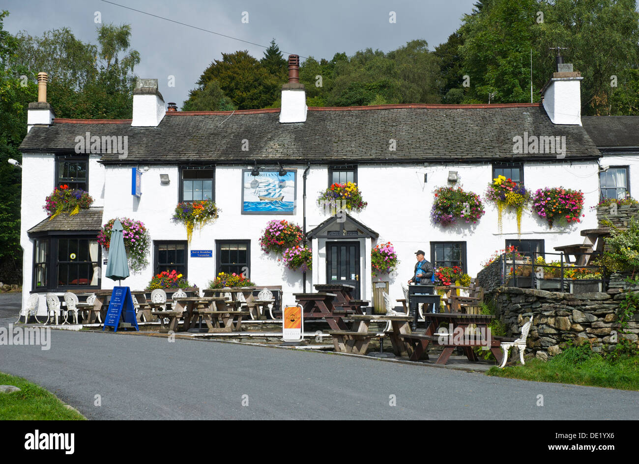 Le Britannia Inn, Lake Road, village Langdale, Parc National de Lake District, Cumbria, Angleterre, Royaume-Uni Banque D'Images