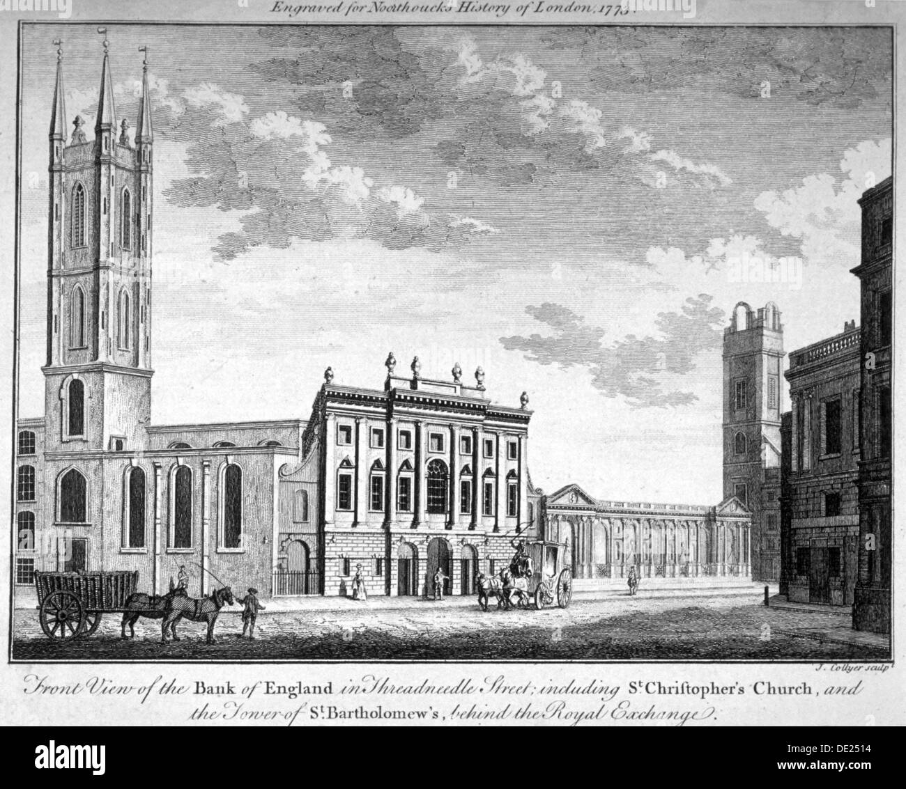 Vue avant de la Banque d'Angleterre, ville de Londres, 1773. Artiste : J Collyer Banque D'Images