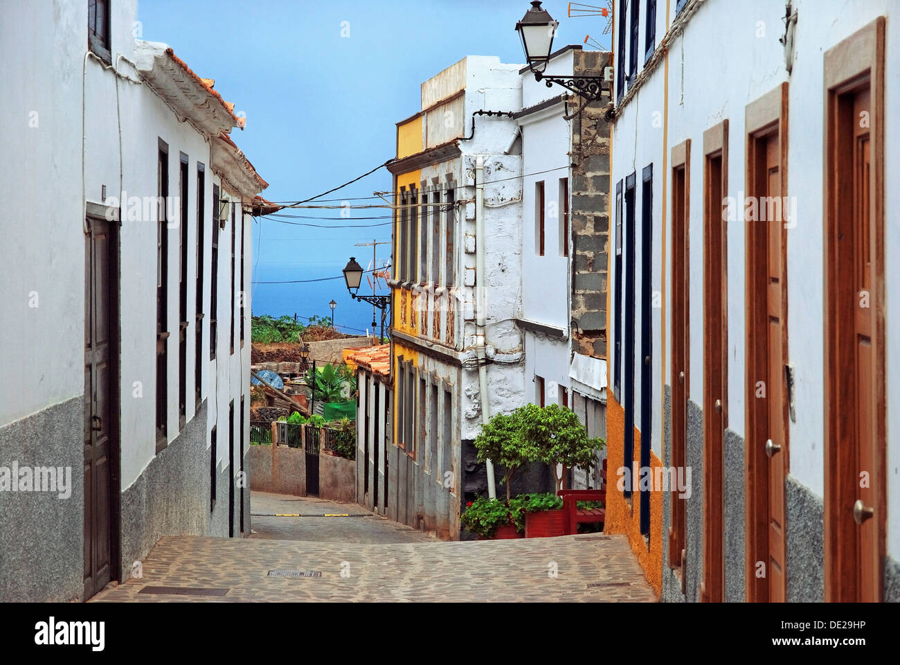 Le petit village côtier de pristine Agulo, La Gomera, Canary Islands, Spain, Europe Banque D'Images