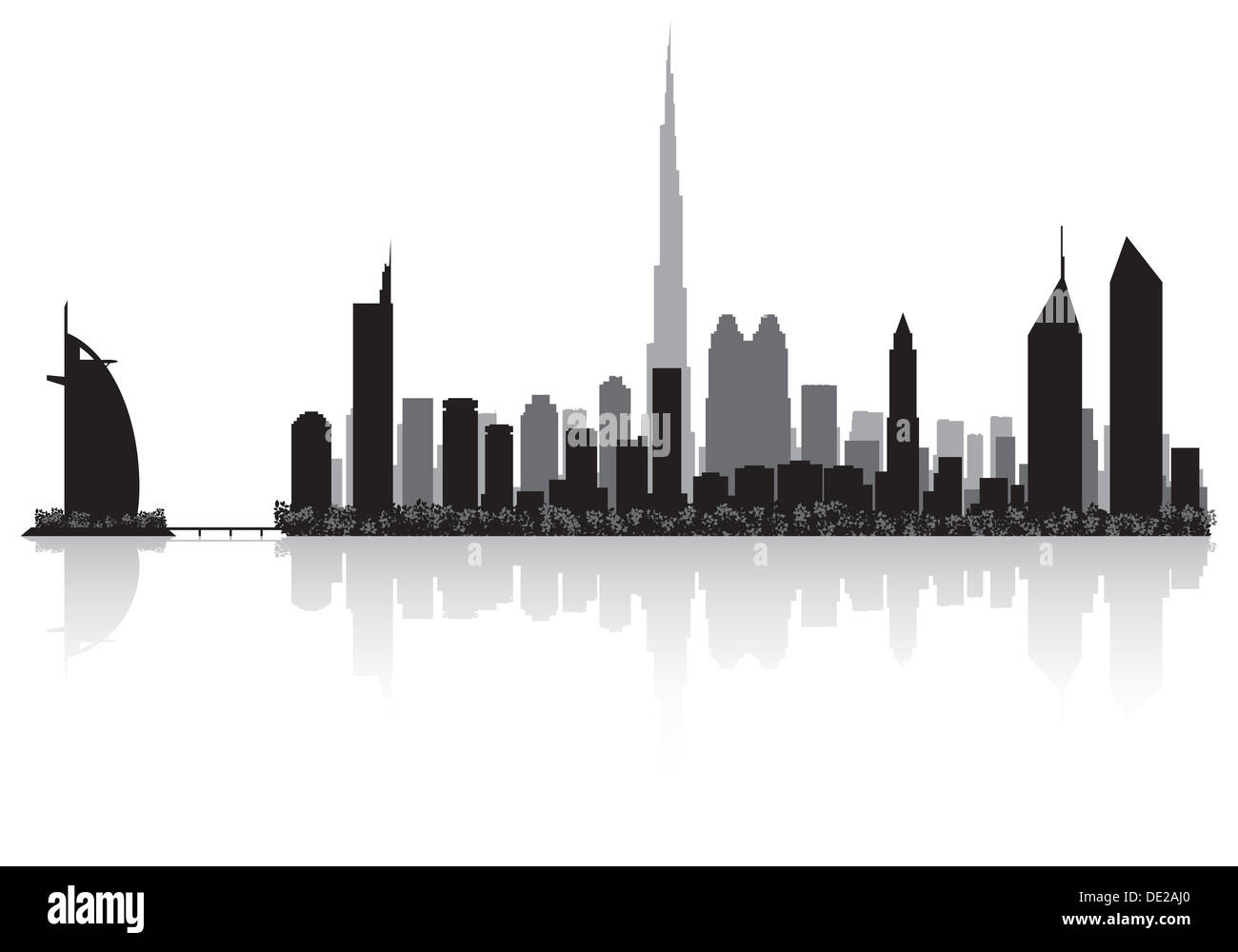 Dubai City skyline silhouette vector illustration Banque D'Images