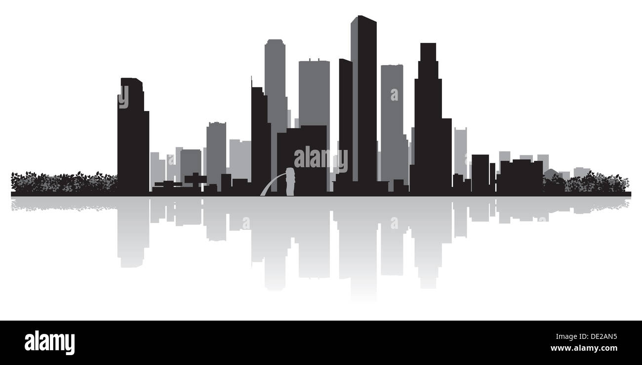 Singapore city skyline silhouette vector illustration Banque D'Images