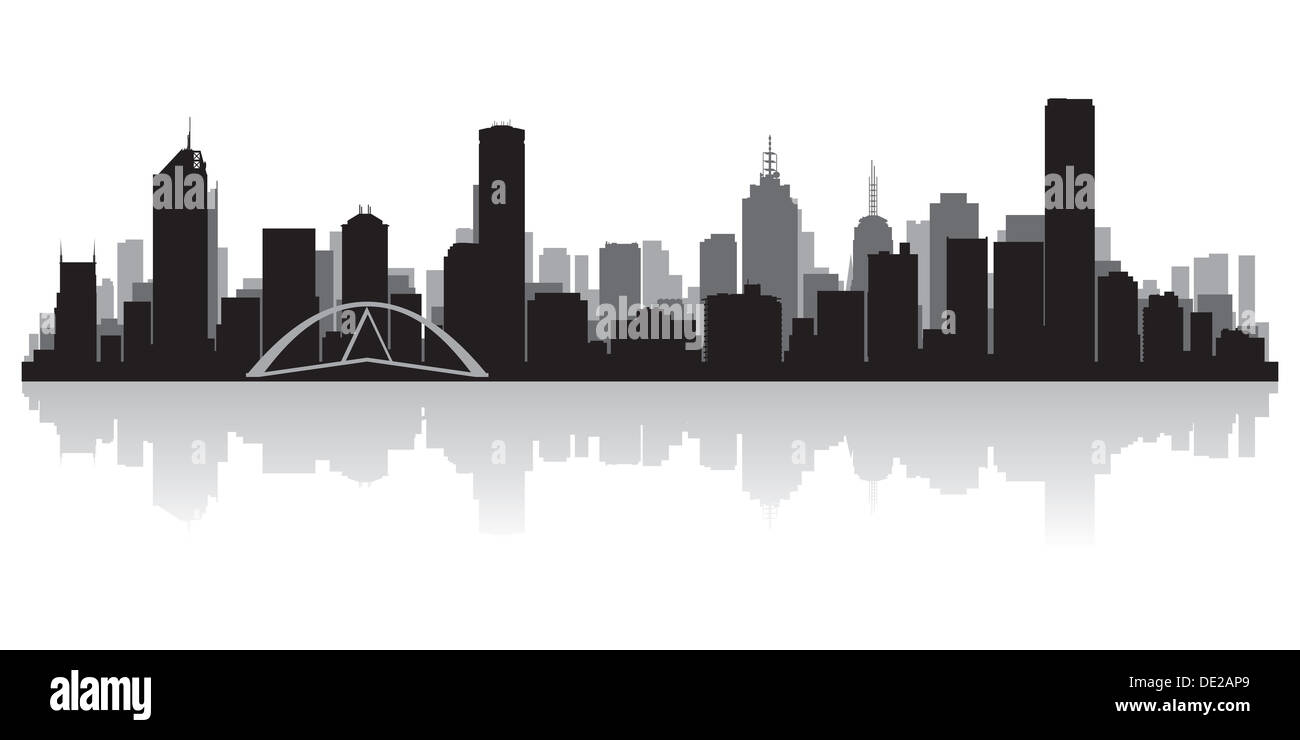Australie Melbourne city skyline silhouette vector illustration Banque D'Images