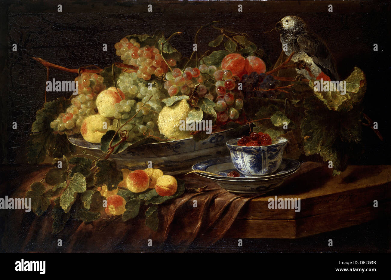 "La vie avec fruit et Parrot', 1645. Artiste : Jan Fyt Banque D'Images