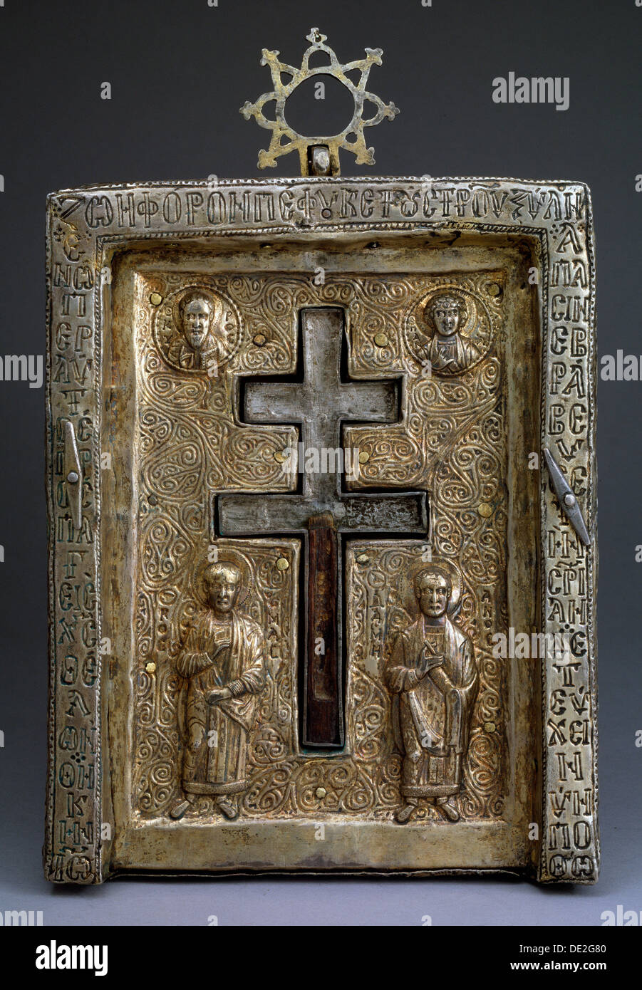 Argent doré staurothek (croix reliquaire), byzantine, 12e siècle. Artiste : Maître byzantin Banque D'Images