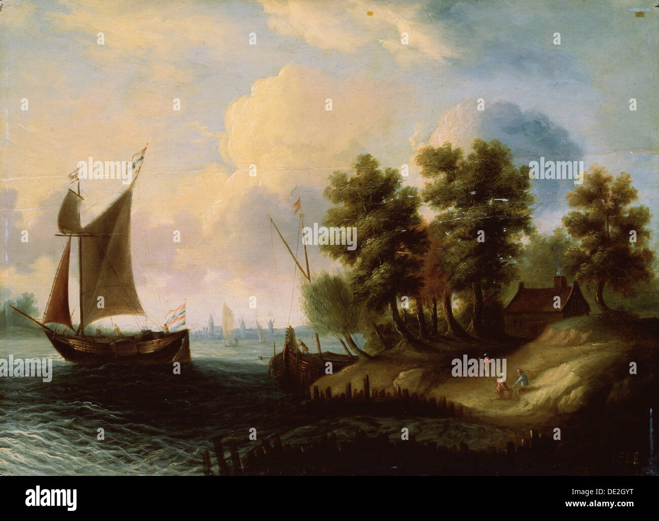 Un 'Paysage' de la mer, 17ème siècle. Artiste : Dutch Master Banque D'Images