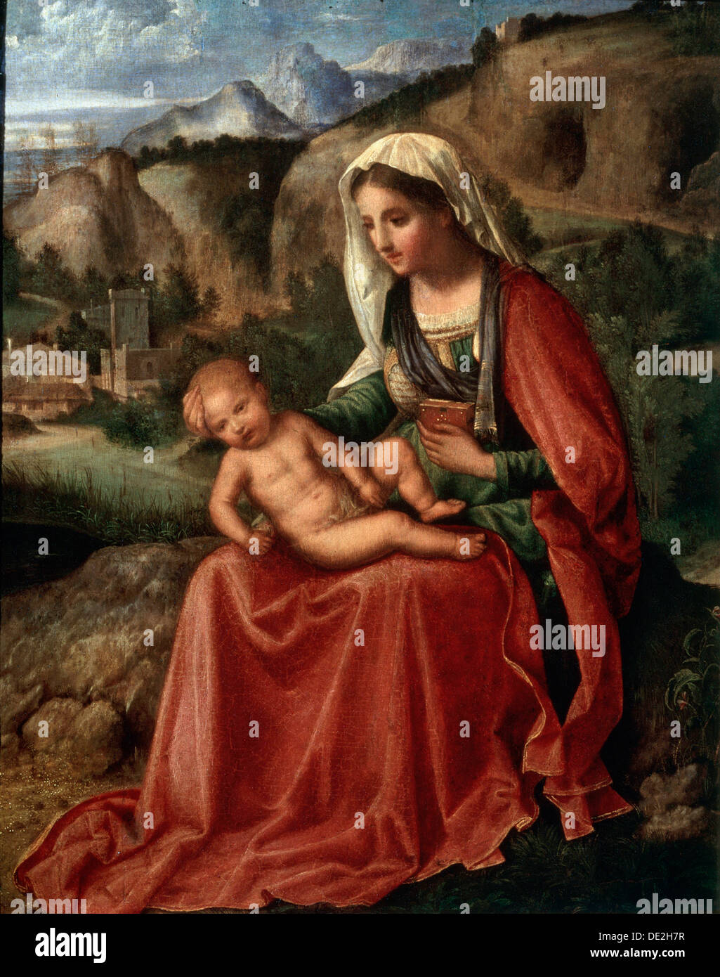 "La Vierge et l'enfant dans un paysage', c1503. Artiste : Giorgione Banque D'Images