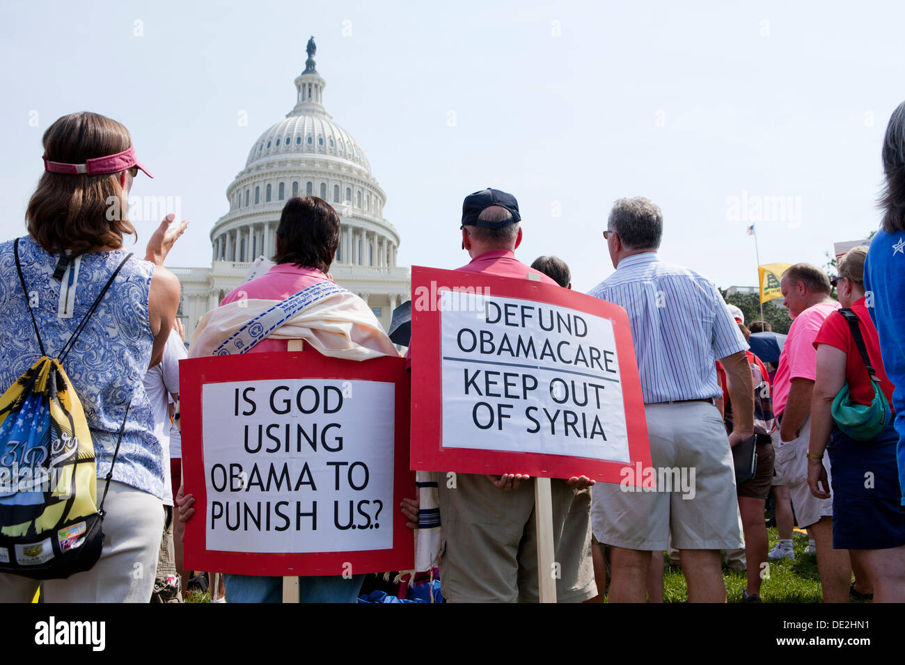 Plateau des militants du parti se rassembleront sur la colline du Capitole pour protester contre l'ObamaCare - Washington, DC USA Banque D'Images