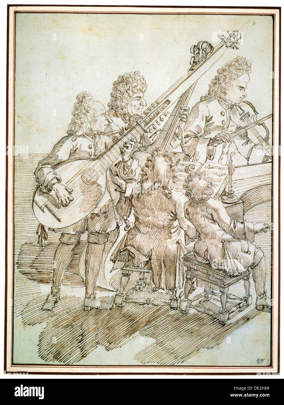 'Un concert', fin du 17e ou 18e siècle. Artiste : Pier Leone Ghezzi Banque D'Images