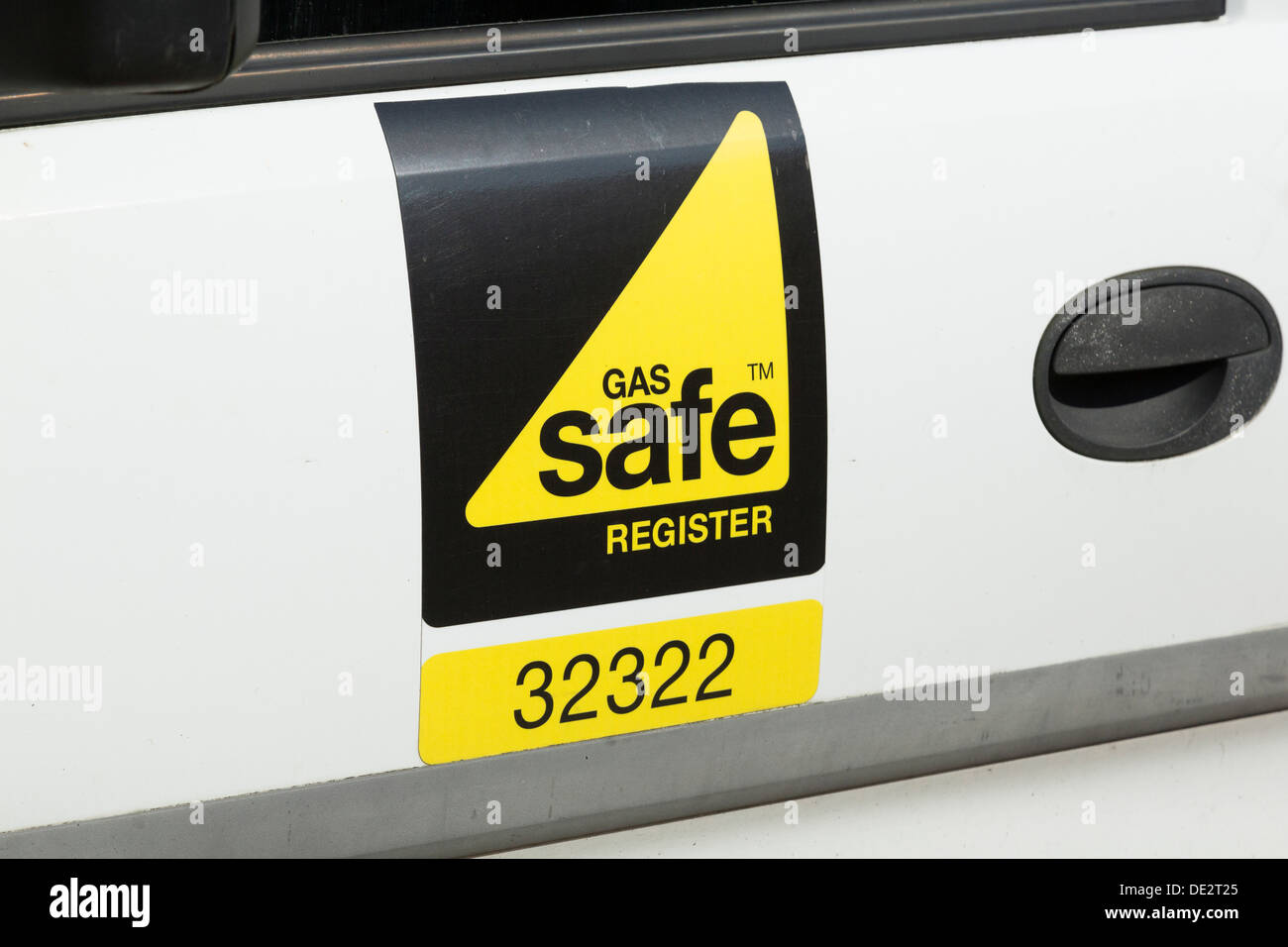Gas Safe) signe sur un van Banque D'Images
