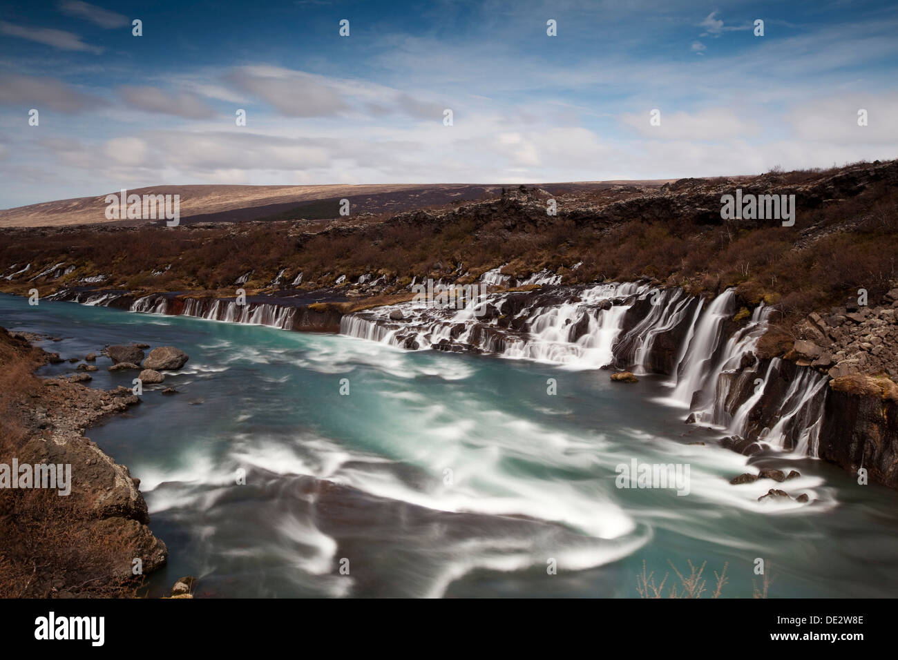 Cascades de hraunfossar, husafell, Islande, Europe Banque D'Images