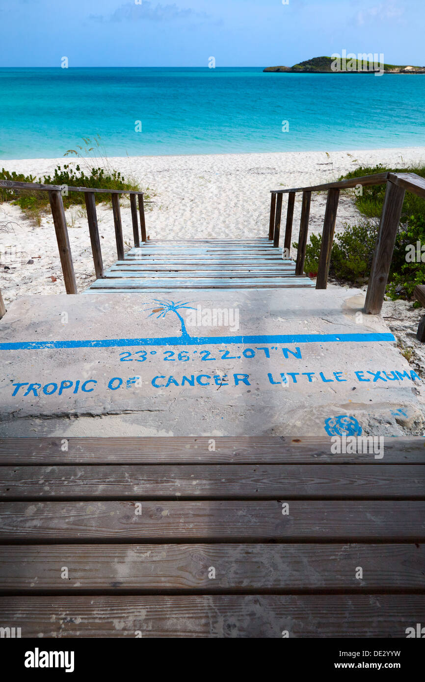 Tropique du Cancer Beach, Little Exuma, Bahamas, Caraïbes Banque D'Images