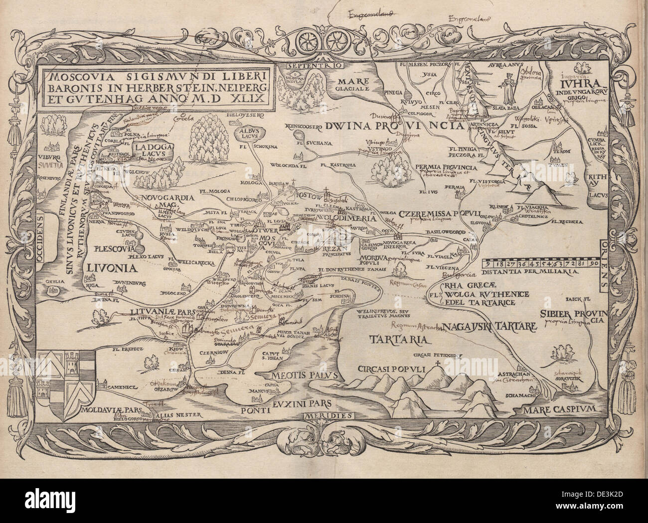 Carte de la Russie (De : Rerum Moscoviticarum commentarii..), 1556. Artiste : Anonyme Banque D'Images