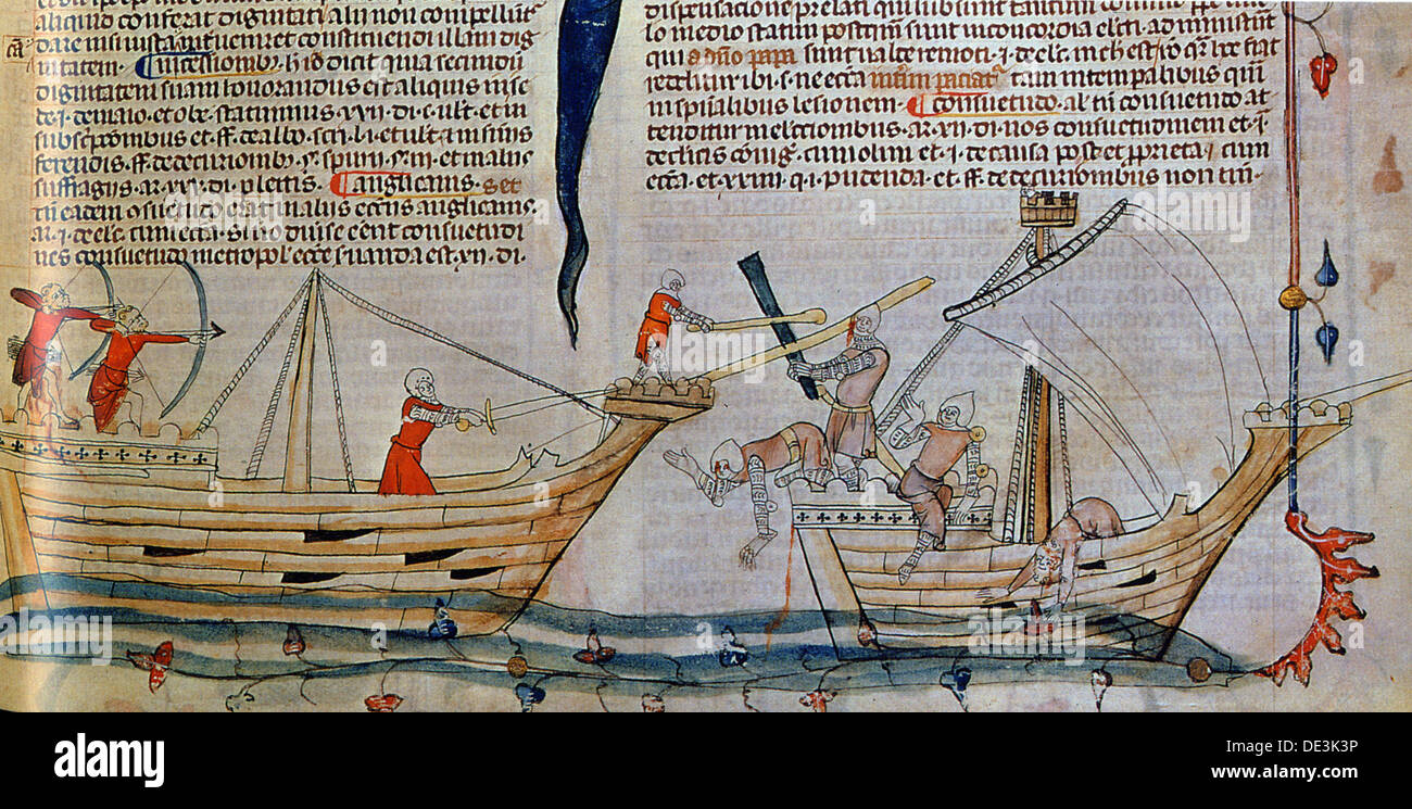 La bataille navale, ca 1340. Artiste : Anonyme Banque D'Images